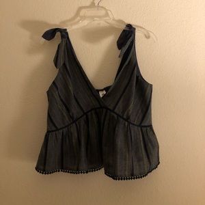 Blue striped crop top